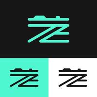 The elegant style of the 'Z' logo with the outline of the camera reflects simplicity and beauty in every shot vector