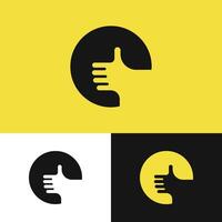 The approved design creativity combines the letter 'E' with a thumbs up, symbolizing a well-received idea vector