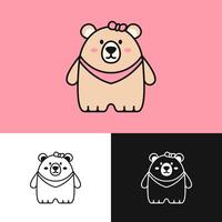The pink bear logo depicts a cheerful girl, creating a colorful and imaginative atmosphere vector
