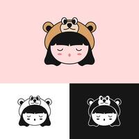 Logo depicting a small child sleeping with a bear, creating a peaceful and comfortable atmosphere vector