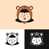 A combination of logo designs showing a cheerful bear cub, symbolizing joy and warmth vector