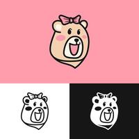 Logo design showing a little girl with a bear, symbolizing adventure and friendship vector