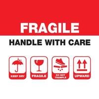 Fragile package icon, handle with care logistics and delivery shipping sign vector