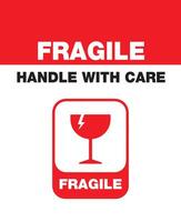 Fragile handle with care logistics and delivery shipping sign vector
