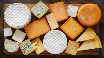 Close up delicious cheese on table top view photo