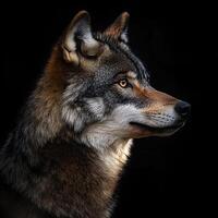 wolf isolated on black background photo