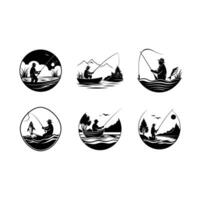 Fishing Graphics Line Art Design for Creative Projects vector