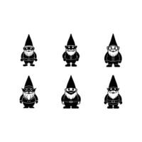 Charming gnome art in line style, perfect for whimsical designs vector