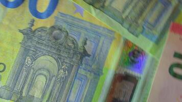 100 Euro Bills, Rotating Money Background - Top View. Euro Money Currency. Green Paper Money. Hundred Euro Banknotes. Business, Finances, Cash and Money Saving Concept - Angular Rotation video