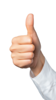 Hand showing thumbs up gesture on a transparent background png