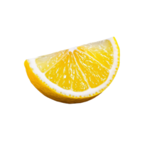 Lemon wedge cut in a quarter on a transparent background png