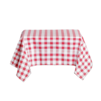 Red and white gingham tablecloth covering a square table on a transparent background png