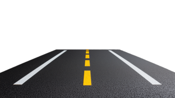 Straight road with yellow and white dashed lines on a transparent background png