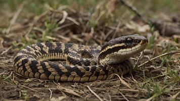 Asp Viper Vipera Aspis Snake Coiled On Ground photo