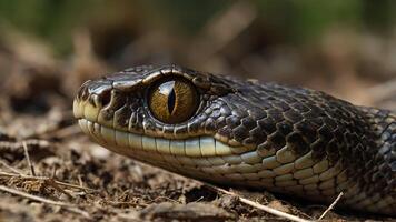 Snake Eye Close Up, Capturing the Reptile's Gaze in High Definition photo
