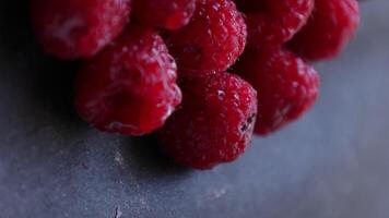 Closeup of ripe raspberries fruit, raspberry video