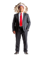 Professional Man in Feathered Headgear and Suit png