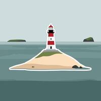 A lighthouse on an island in the ocean vector