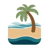 A palm tree and a beach with waves vector