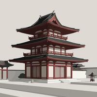 A japanese pagoda in a white and red color vector