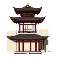 An asian pagoda with a roof and windows vector