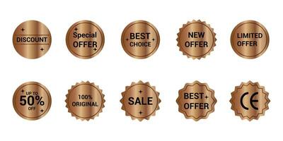 Set of Gold luxury labels seal and quality product, gold and black color. vector