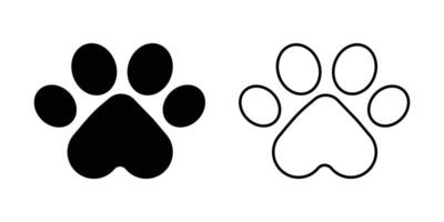Dog or cat paw icon, paw print silhouette illustration design on white background. vector