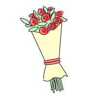Bouquet of red roses isolated on a white background. Valentines day vector