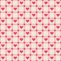 Seamless geometric pattern for Valentine's Day with hearts. Wrapping Paper. Hearts and Gingham Seamless Pattern. vector
