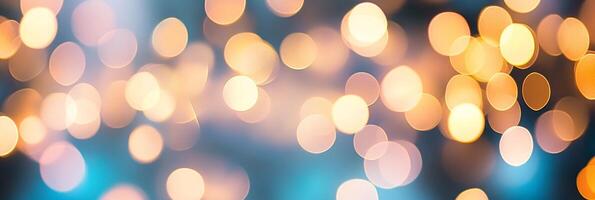 Beautiful abstract bokeh of warm orange and gold sparks shimmering against a dark blurred background photo