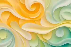 Colorful abstract background featuring playful swirling patterns in yellow, green, and beige with soft gradients photo
