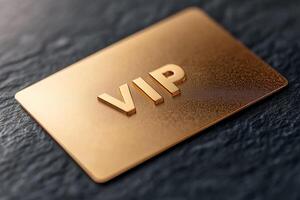 Luxurious VIP gold card displayed elegantly on a sleek black surface for exclusive access photo
