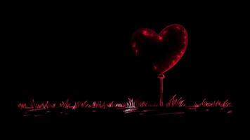 Neon frame effect, Heart shaped Balloon Often associated with romantic occasions on black background video