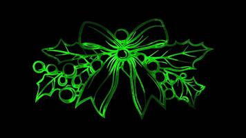 Neon frame effect, Mistletoe A symbol of holiday gatherings and traditions on black background video