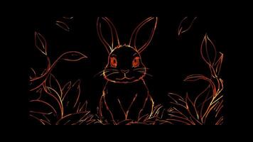 Neon frame effect, Bunny A symbol of Easter and spring celebrations on black background video