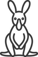 A black and white outline of a kangaroo vector