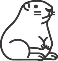 A black and white drawing of a groundhog vector