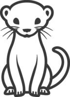 An otter is shown in a simple line drawing vector