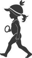 Silhouette of a girl with a ring in her hand vector