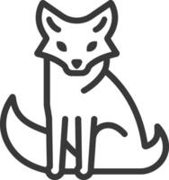 A black and white line drawing of a fox vector