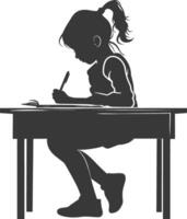 Silhouette of a girl writing on a desk vector