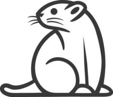 A black and white drawing of a cat sitting vector