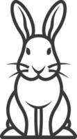 A black and white drawing of a rabbit vector