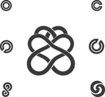 A knot icon with various symbols on a white background vector