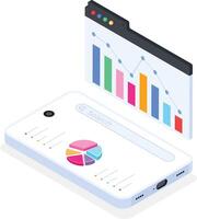 Data Analytics and Mobile Search Isometric Icon vector