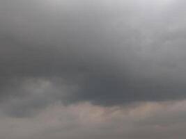 A moody, atmospheric sky filled with heavy, gray clouds. photo