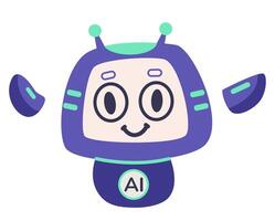 AI robot character in glasses flat illustration isolated on white. vector