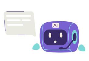 AI robot chat bot character flat illustration isolated on white. vector