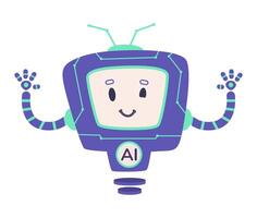 AI robot character flat illustration isolated on white. vector