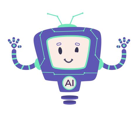 AI robot character flat illustration isolated on white.